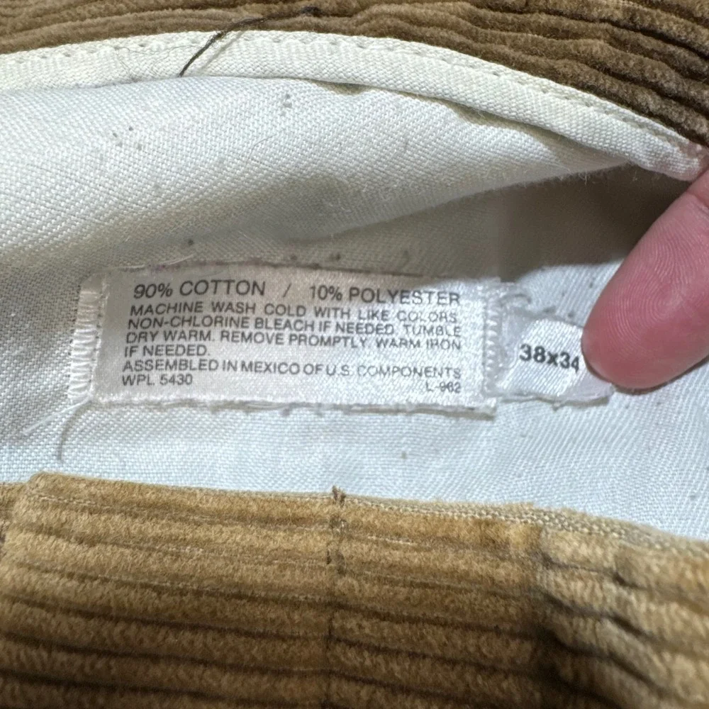 Points West Mens Pleated Corduroy Pants 38x34 Camel Brown Wide Wale Straight Leg